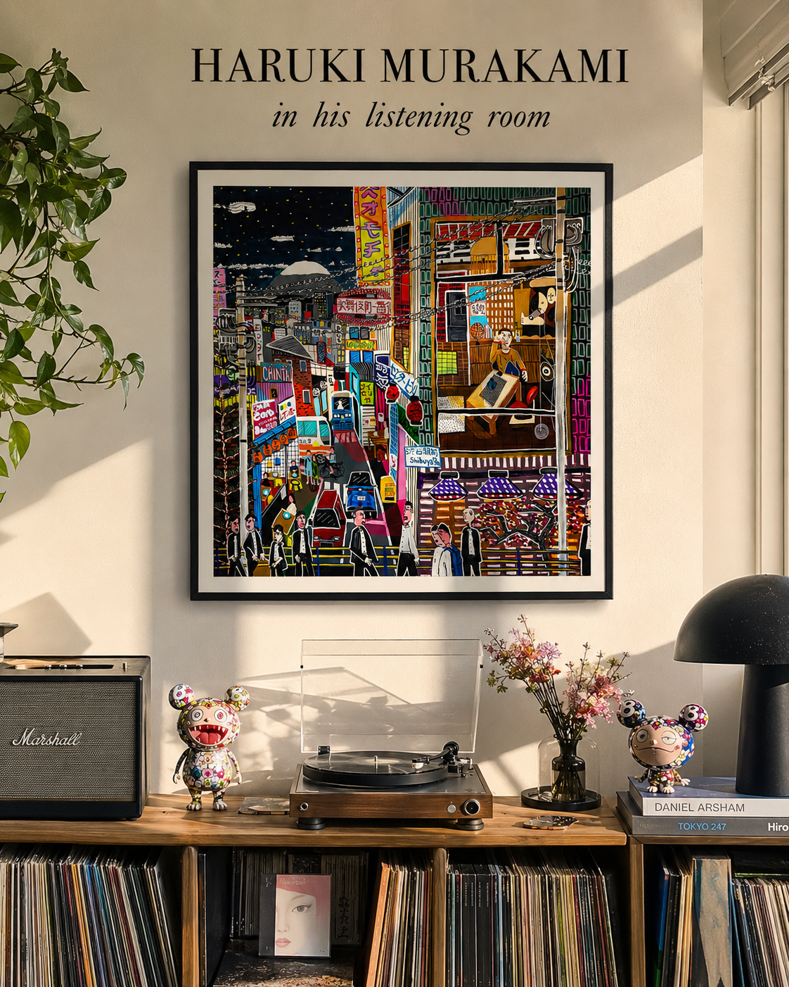 Artwork Haruki Murakami in his listening room in Tokyo