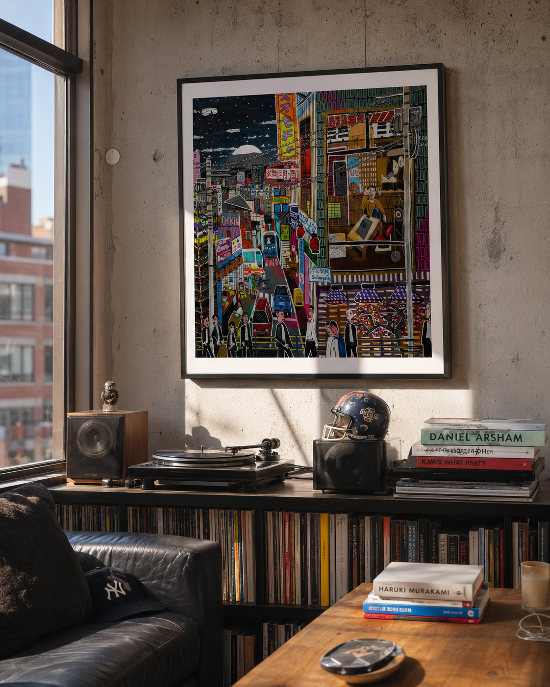 Artwork Haruki Murakami in his listening room in Tokyo